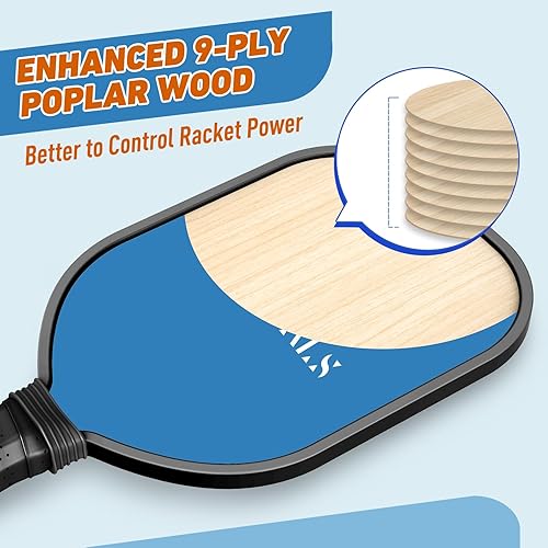 Miniatura 3 de Pickleball Paddles USAPA Approved,Wooden Pickleball Set of 4,Durable Pickleball Paddle with 4 Pickleball Balls and 1 Carry Bag,Outdoor Indoor Pickle
