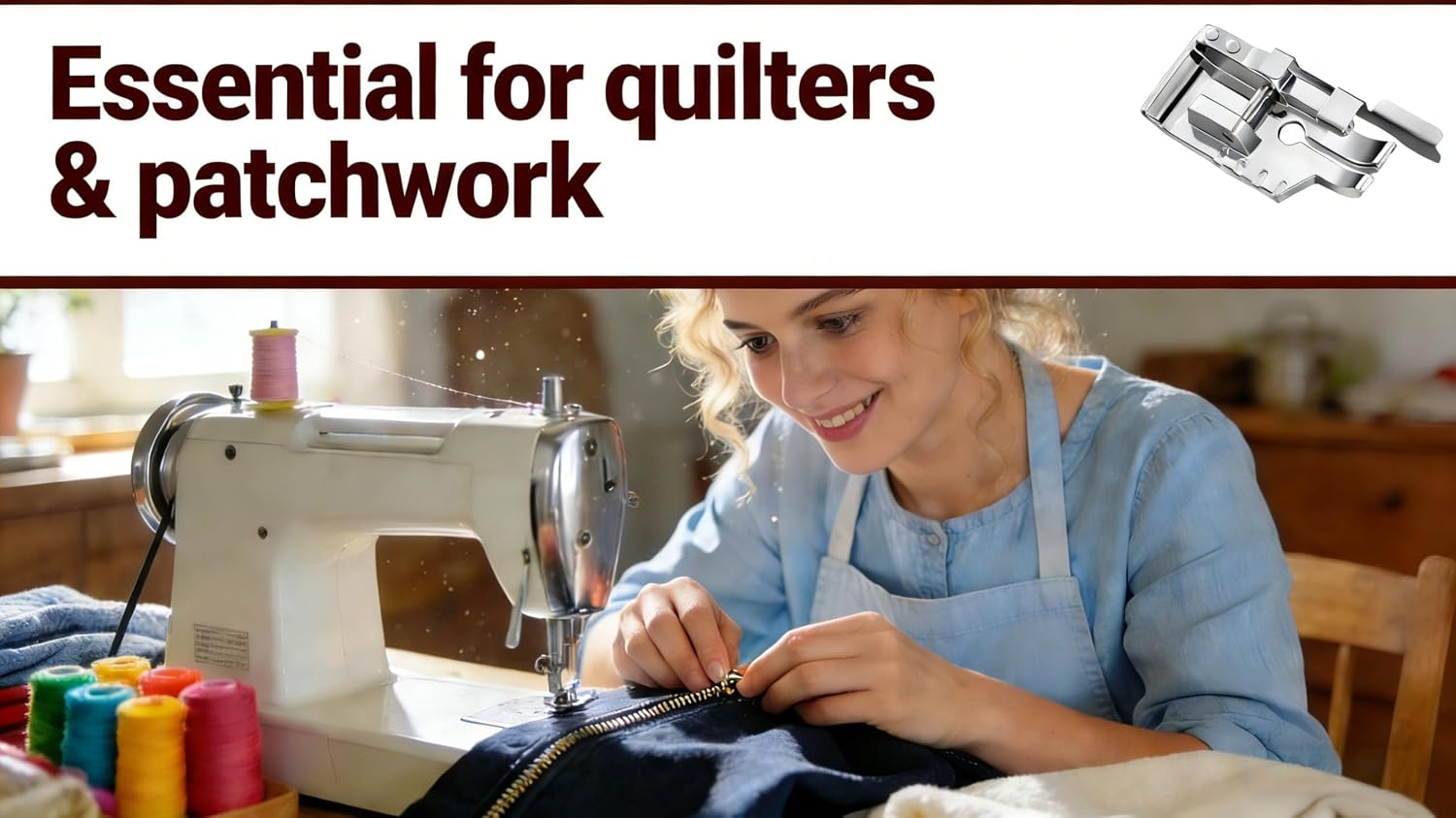 1/4 (Quarter Inch) Quilting Sewing Machine Presser Foot with Edge Guide - Fits All Low Shank Snap-on Singer, Brother, Babylock, Husqvarna Viking (Husky Series), Euro-pro and More!