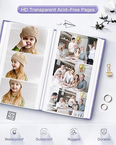 Vista 58 de popotop Álbum de fotos de 4 x 6 – 100 fotos libros con 100 bolsillos verticales, álbumes de cubierta de lino para familia, boda, aniversario, fotos