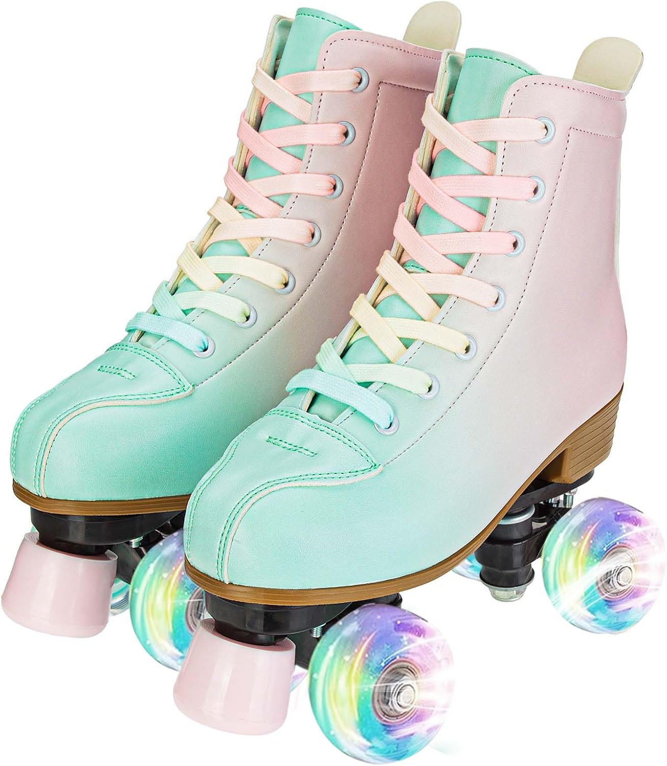 Comeon Roller Skates for Women PU Leather Roller Skates High-Top Leather for Beginners Teens for Woman,Girls and Boys,Adult