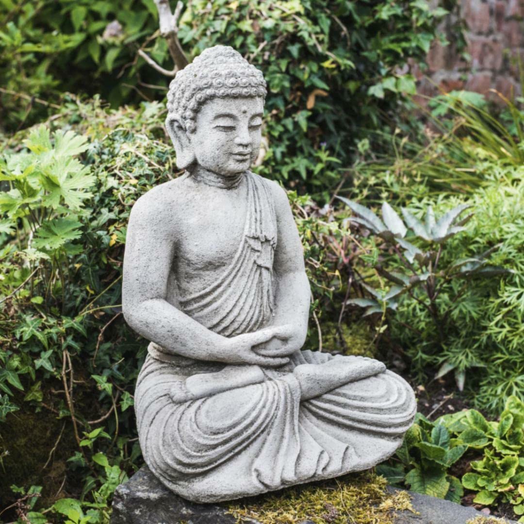 DGS STATUES – Stone Cast, Mini Sitting Detailed Buddha, Small, Hand Finished Statue, Sculpture