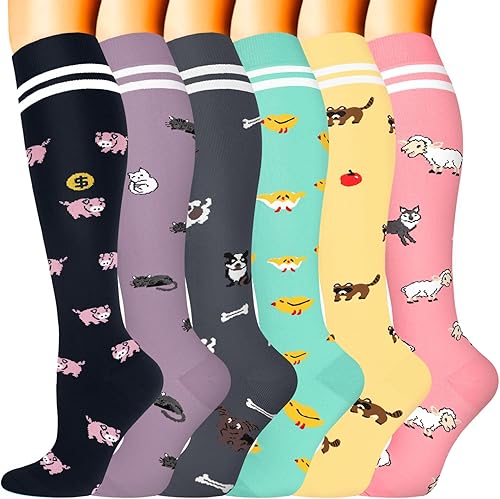 Miniatura 19 de Sooverki - Calcetines de compresión de cobre para circulación, para mujeres y hombres, 6 pares, para correr, atletismo, medicina, enfermería, viajes