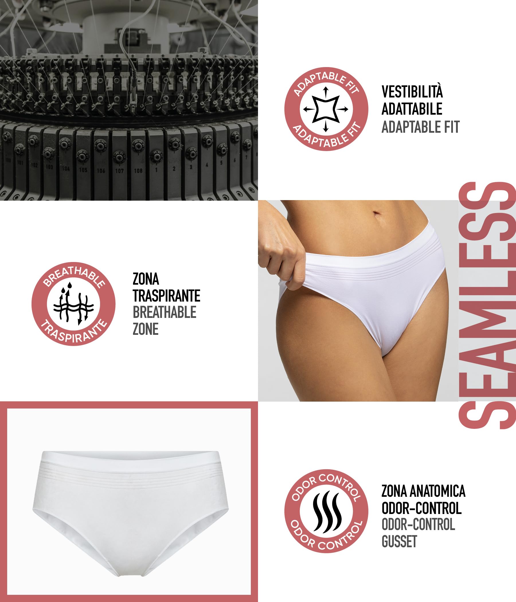 POMPEA Slip Seamless Ropa Interior (Pack de 5) para Mujer