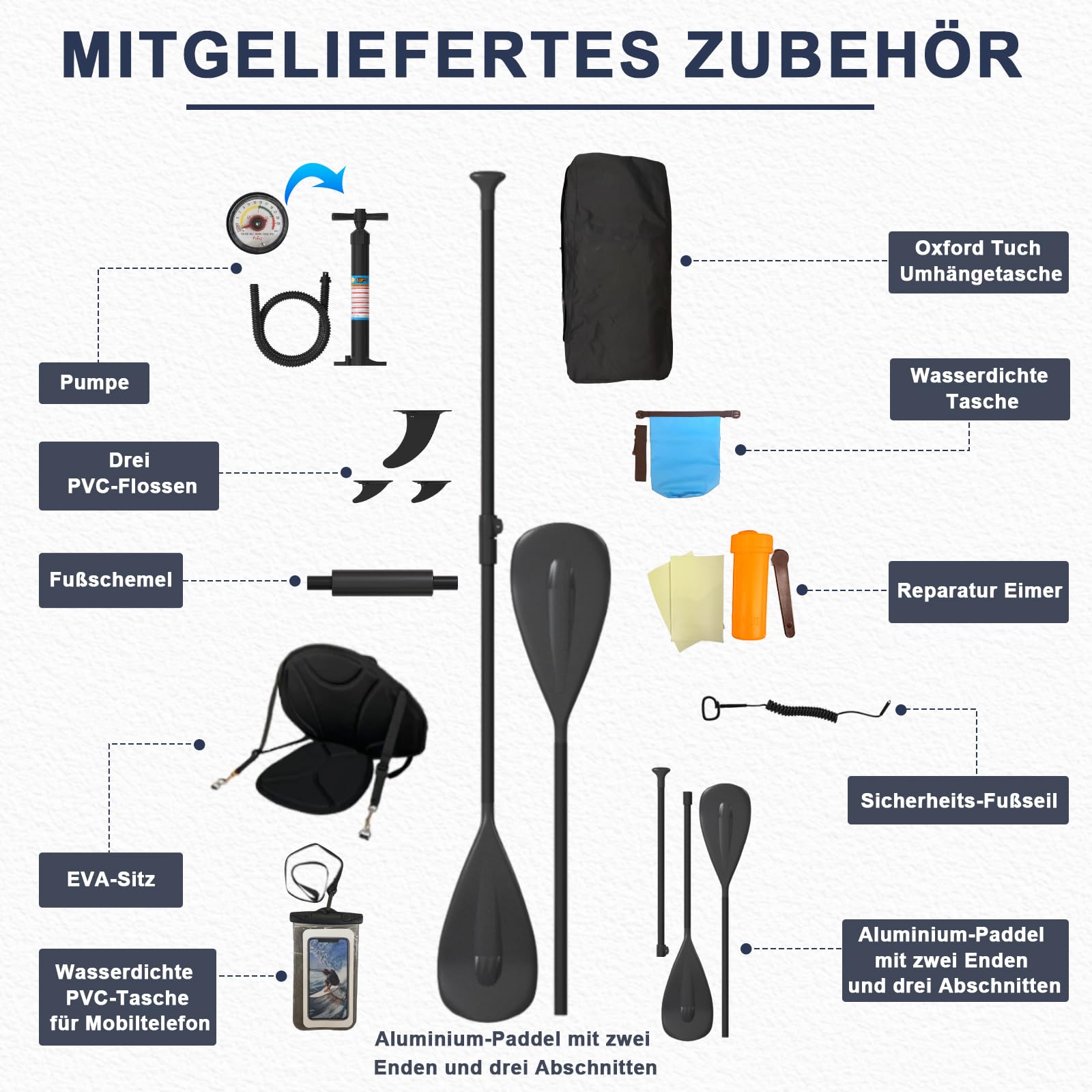 JUMMICO Tavola Sup Gonfiabile, Stand Up Paddling Board, 330 x 76 x 15 cm, Pagaia 2-in-1 con Sella Kayak e Accessori, Portata 160 kg, Ideale per Surf, Pesca e Yoga