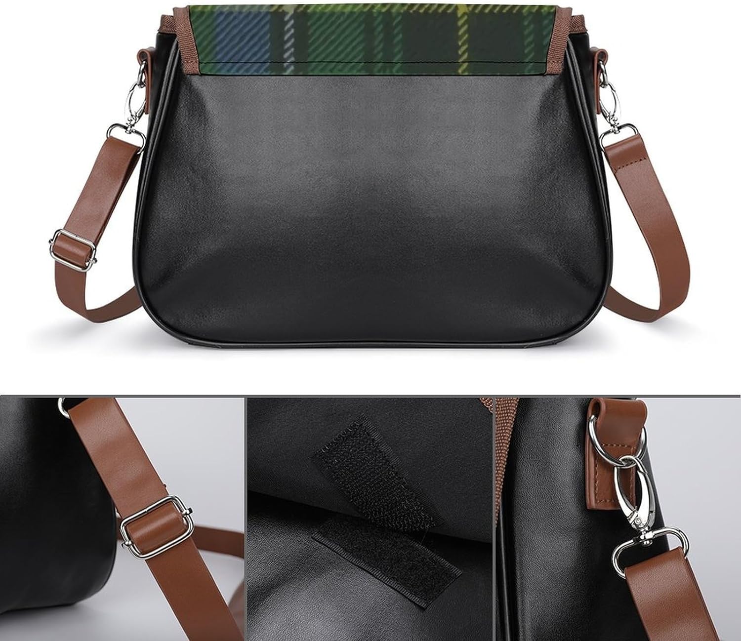 Black Watch Ancient Original Scottish Tartan_54984992Women's Faux Leather Crossbody Bag, Waterproof Wrinkle-Resistant Shoulder Bag with Detachable Strap, Large Capacity Casual Handbag, Fashion Daily P