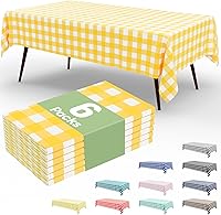 Vista 140 de Smiry Paquete de 10 Manteles Desechables de Cuadros Vichy Azules - 54" x 108" Mantel de Plástico de Servicio Pesado, Cubiertas de Mesa Impermeables
