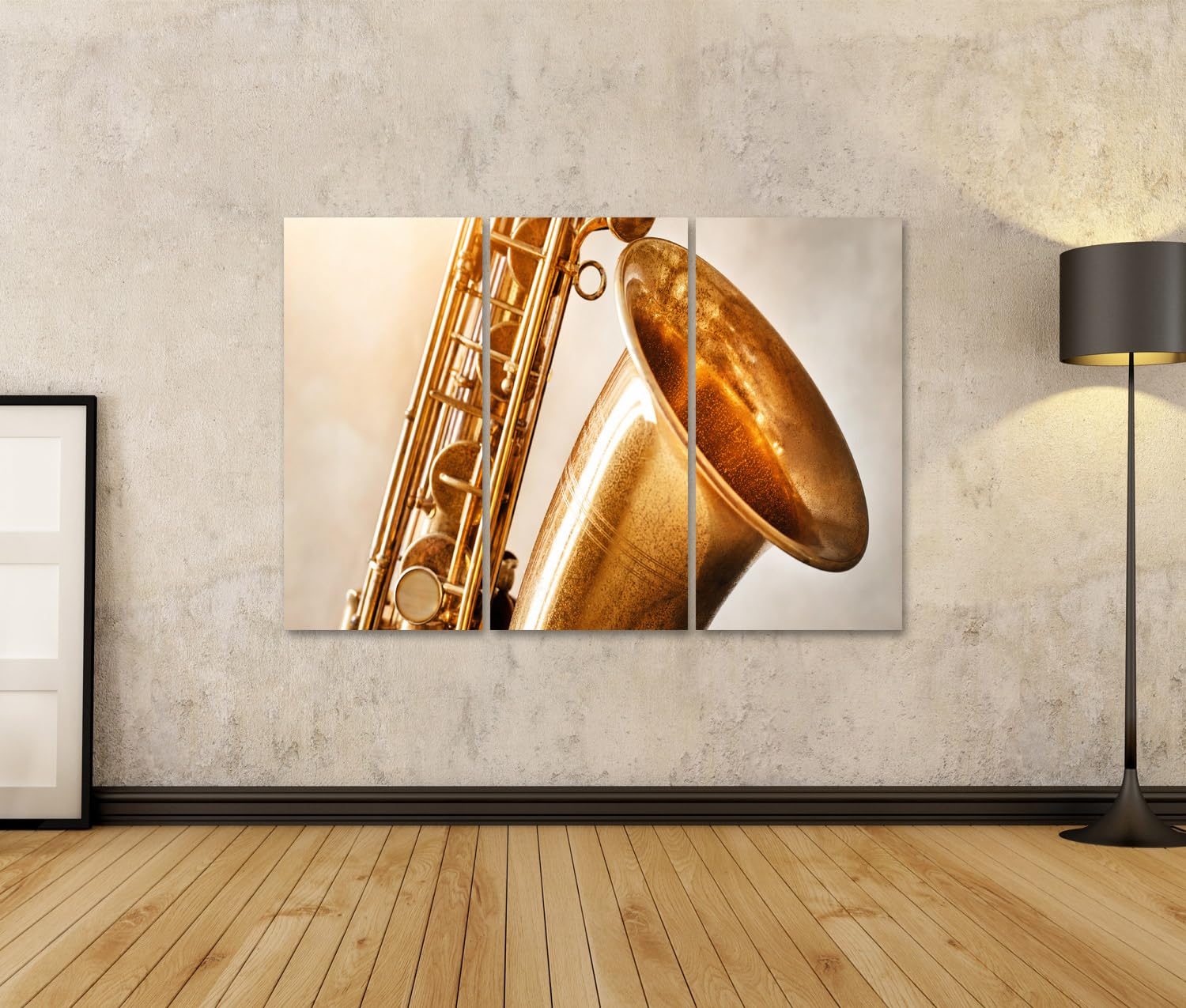 islandburner Quadro su tela, elegante sassofono, decorazione da parete per soggiorno, per gli amanti della musica, 3 pezzi