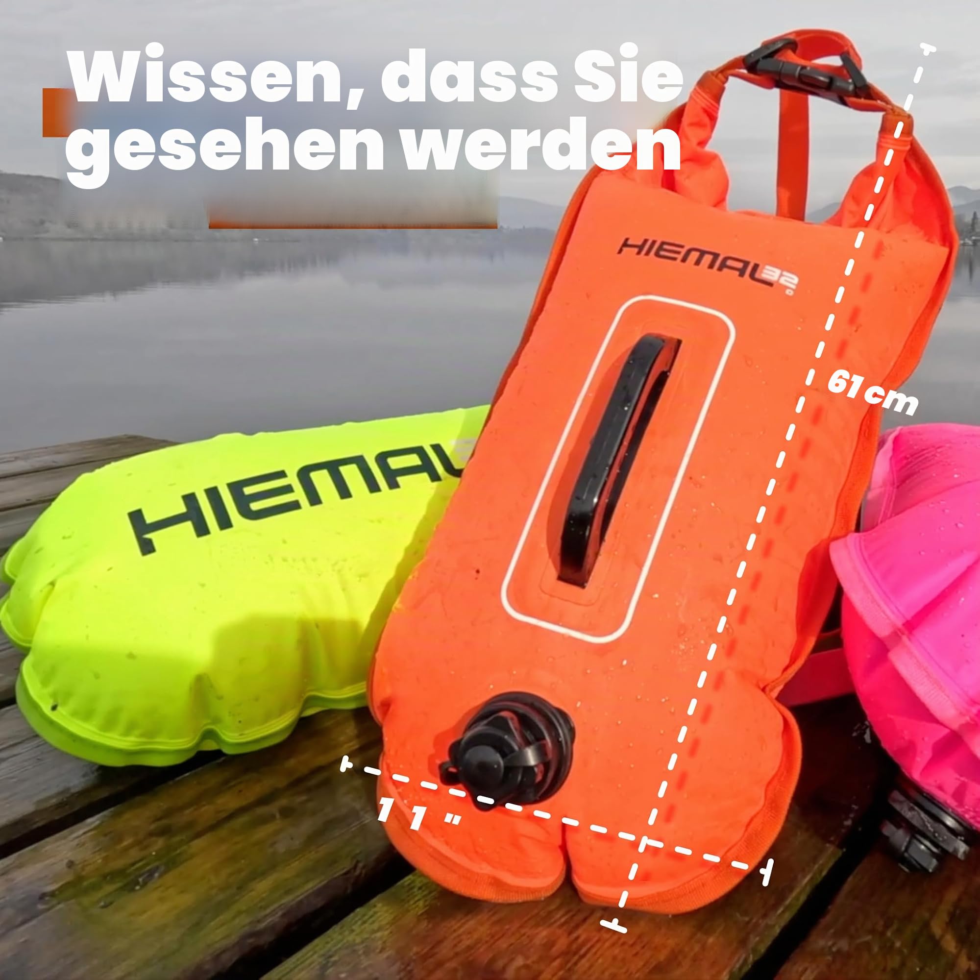 Schwimmboje für offenes Wasser mit Trockensack, 15 l, vollständig wasserdichte Schwimmblase – sicher mit höherer Sichtbarkeit, gehärtetes Nylon und Ruhegriff, Schwimmboje – offene Wasserboje für alle