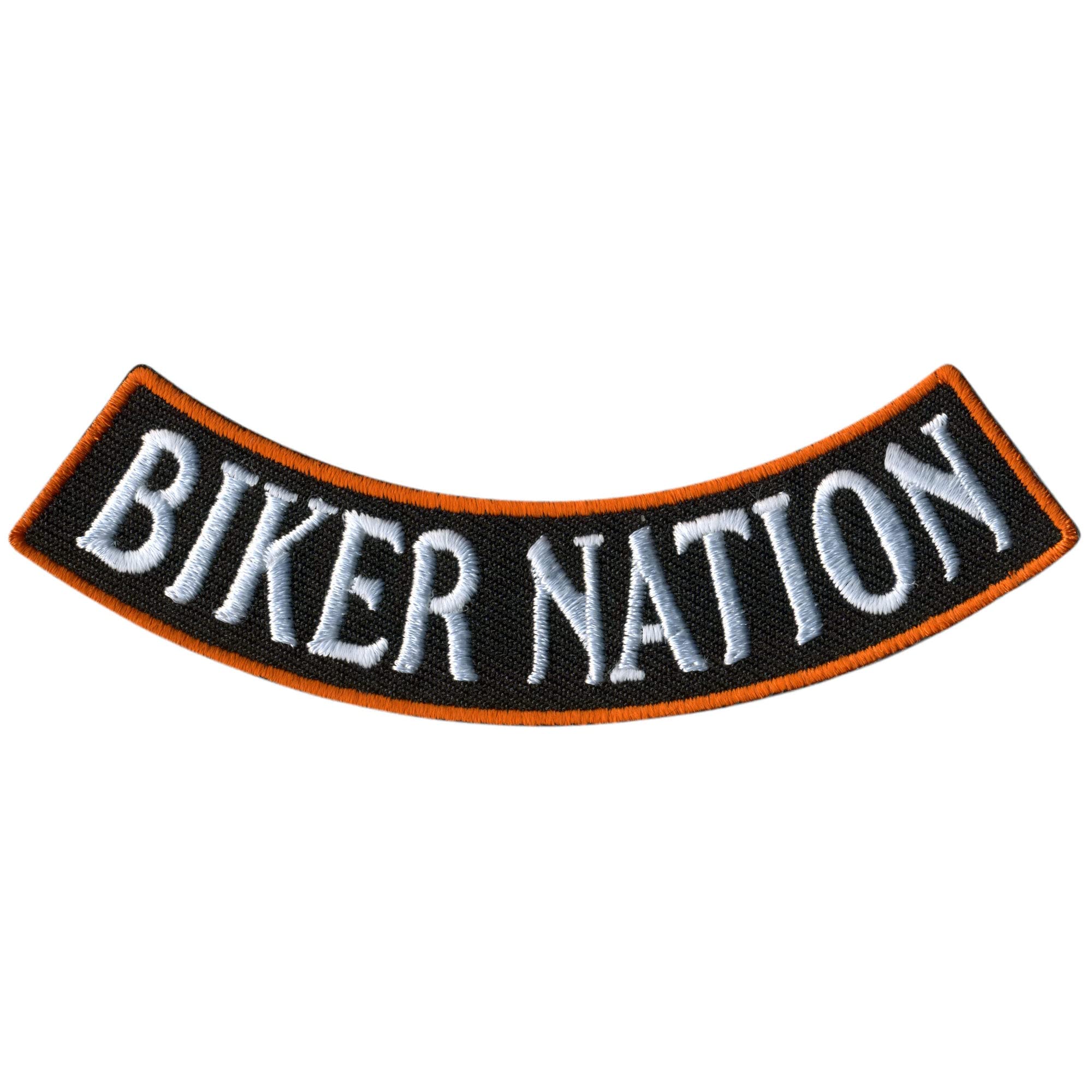 Biker Nation Bottom Rocker Patch - High Thread Iron-On Heat Sealed Backing Sew-On Patch - 4" x 1"