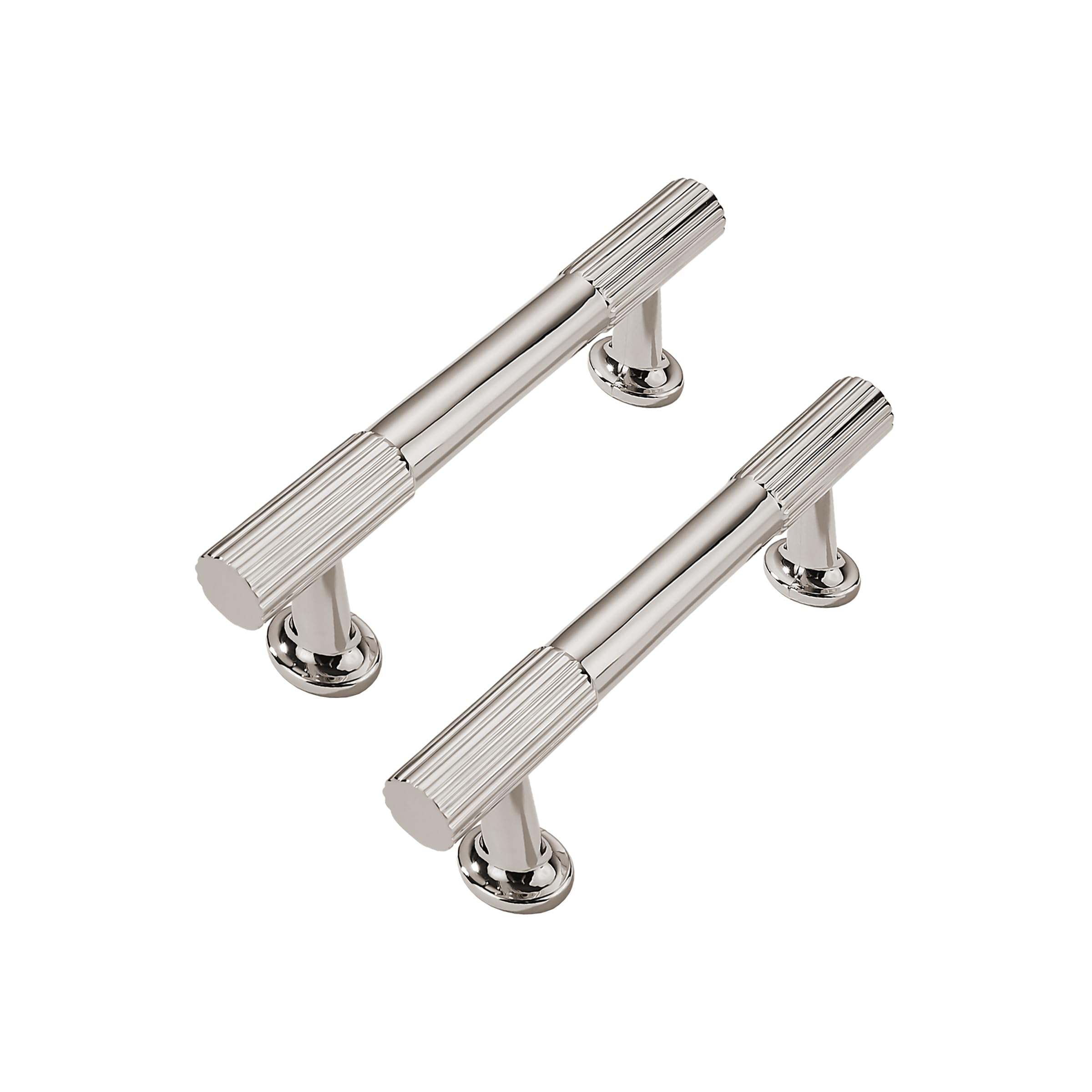 CABDM 2 Pack 3inch(76mm) Center to Center Polished Nickel Cabinet pulls Solid Heavy-Duty Kitchen Cabinet Handles Drawer Pulls Cupboard Hardware for