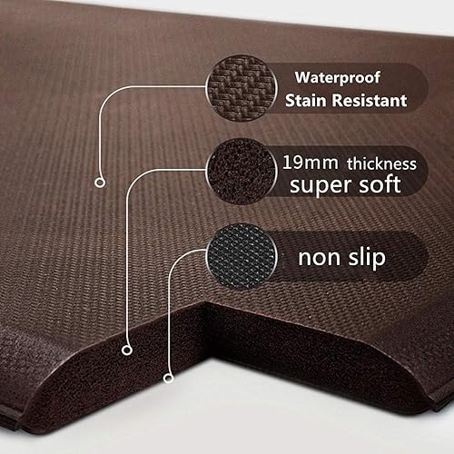 Miniatura 4 de Ukeler Tapete cómodo antifatiga, antideslizante para pasillo, cocina, 34 pulgadas de grosor, parte trasera de goma para cocina, lavandería,