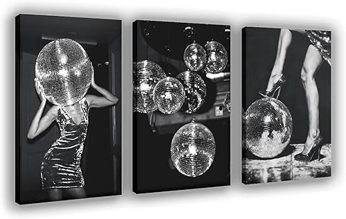 9W Juego de 3 pósteres de discoteca de los años 70 con estampado de tequila de discoteca en blanco y negro para imprimir alcohol de lujo, decoración