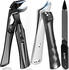 Nail Clippers for Men Thick Nails - Angled Head Toenail Clipper with Catcher for Seniors Sharp Ingrown Fingernail
