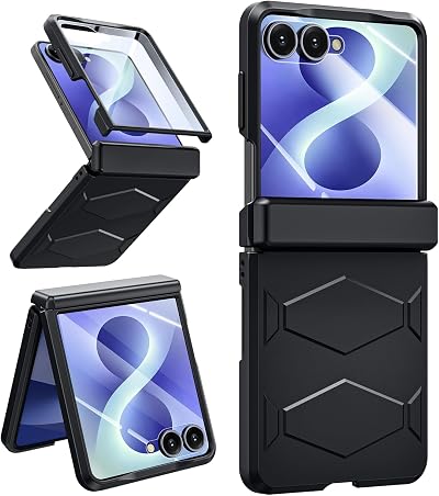 Armor case for Samsung Z-Flip-8: Full-Body Military Grade Protective Phone Case [Anti-Slip] Heavy Duty Cover with Screen Protector Wireless Charging for Galaxy Z Flip 8 5G(2026)