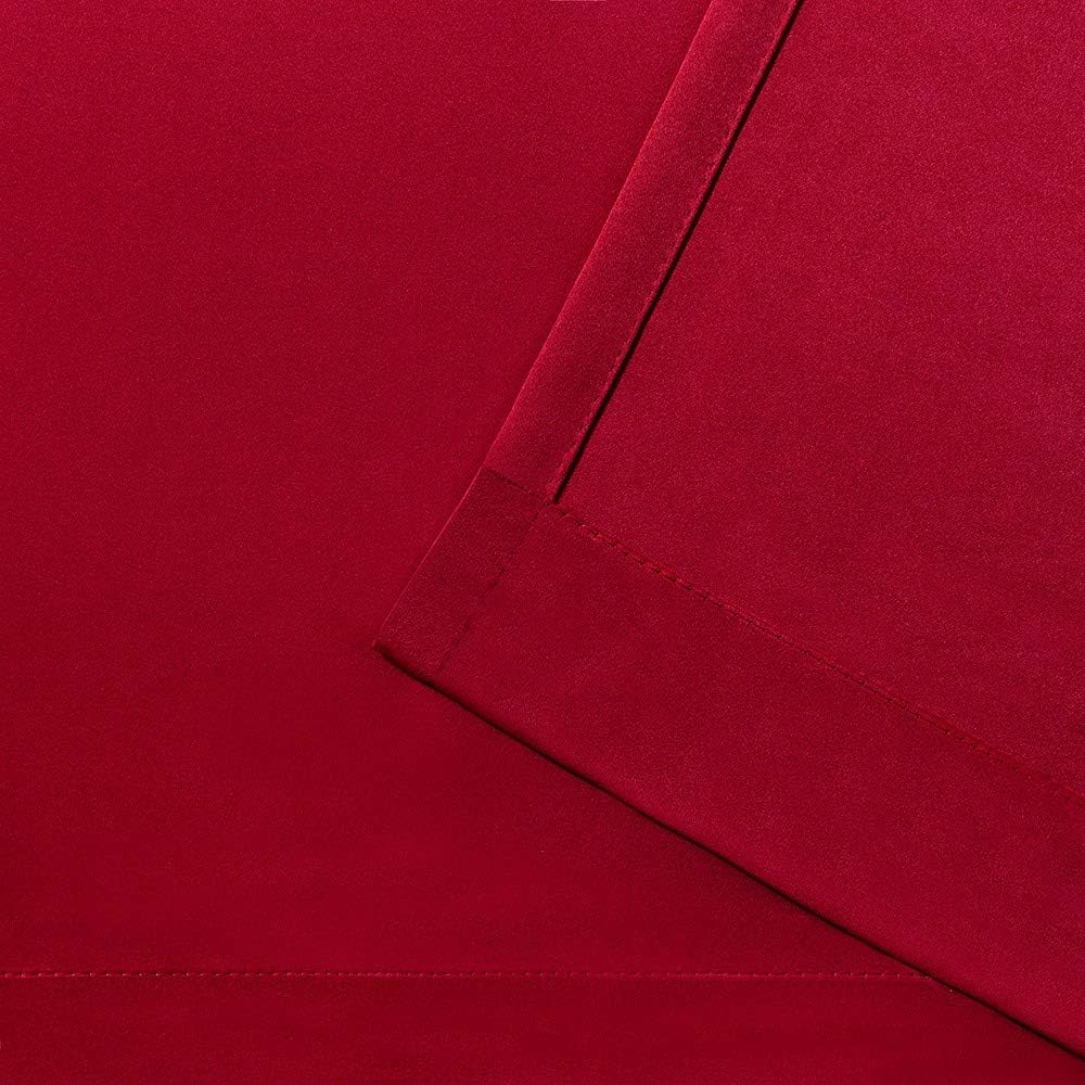 EXCLUSIVE HOME Sateen Twill Woven Room Darkening Blackout Grommet Top Curtain Panel Pair, 52"x84", Chili