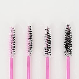 Eyelash disposable mascara wands spoolie brushes 100 pcs (Pink)