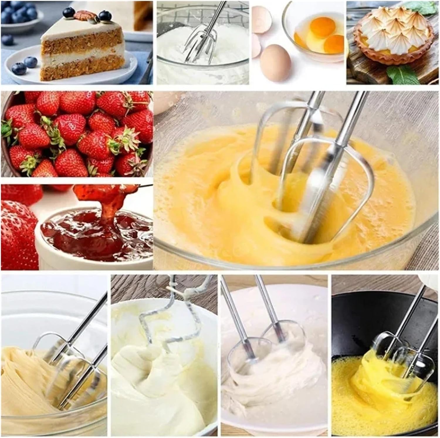 Electric Beater Portable, 2-in-1 Handheld Milk Cream Mixer & Frother - 5 Speed Automatic Whisk for Cake, Egg, Kitchen & Household Use (Lightweight & USB Rechargeable)(UK)
