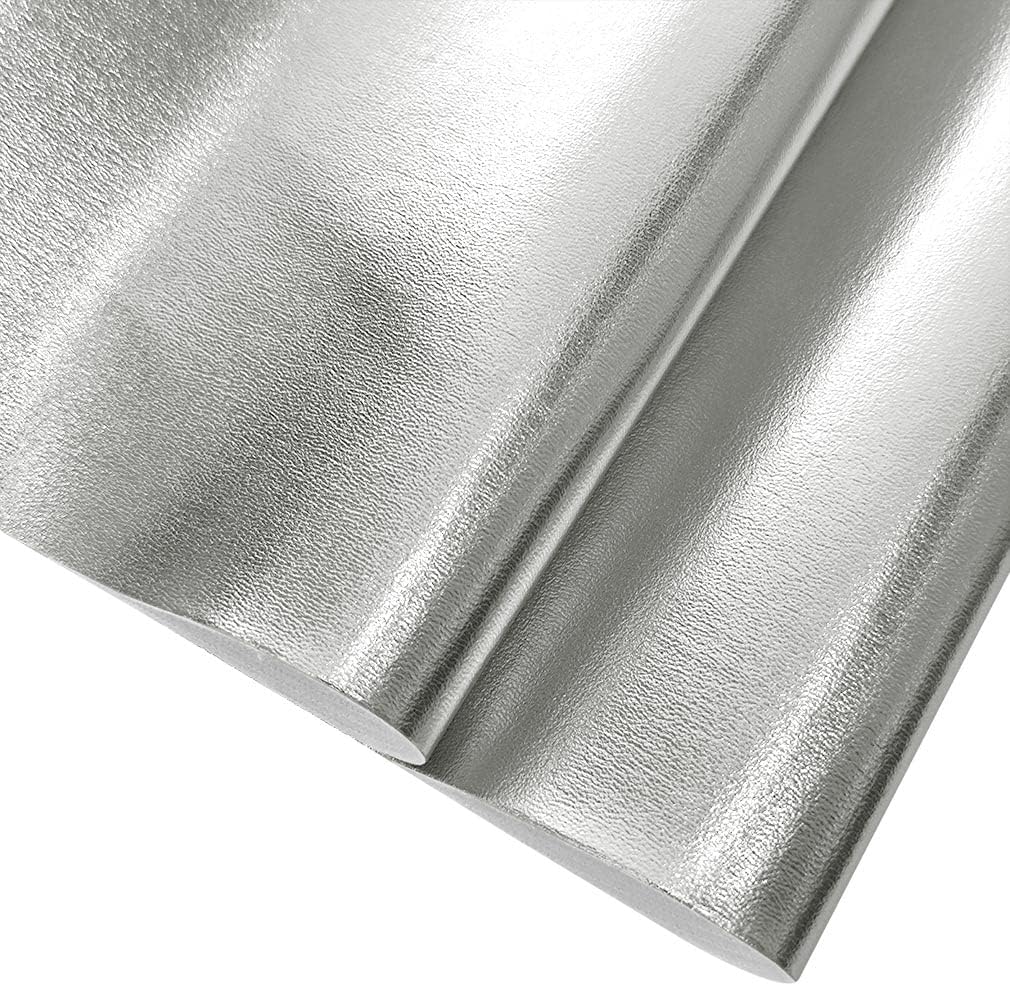 HYANG Smooth Solid Color Silver Faux Leather Sheets 1 Rolls 12"X53" (30cmX135cm),Faux Leather is Great for, Bows,Earrings Handmade DIY Craft Projects Making