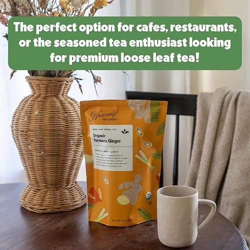 Miniatura 4 de Heavenly Tea Leaves Jengibre de limón orgánico, té de hierbas de hojas sueltas a granel, 1 libra (aproximadamente 200 porciones), naturalmente libre