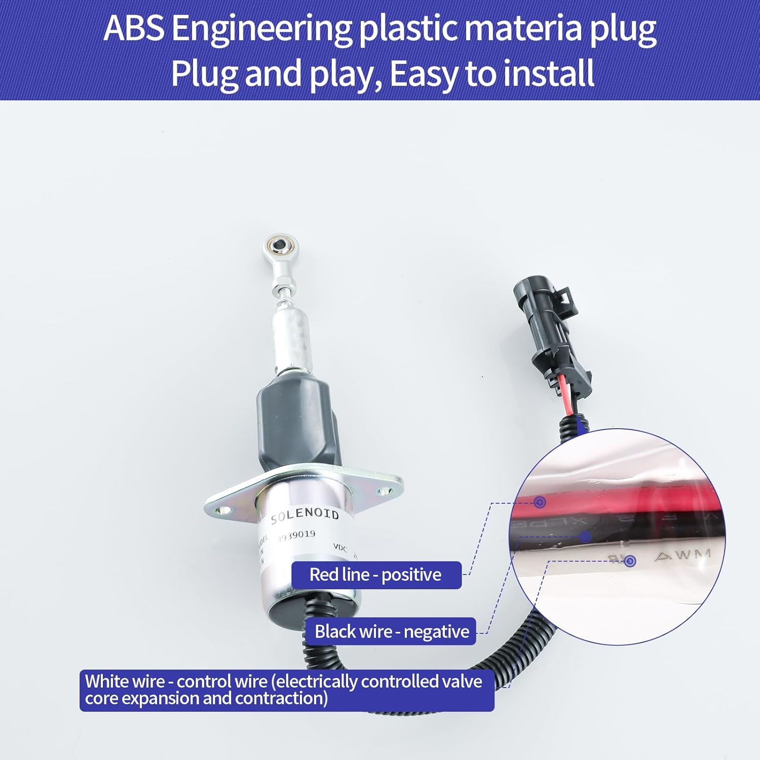 3939019 Fuel Shut Off Solenoid SA-4889-24 for Cummins Engine QSL9.3 C&B 5.9L 8.3L Hyundia 335LC-7 24VDC