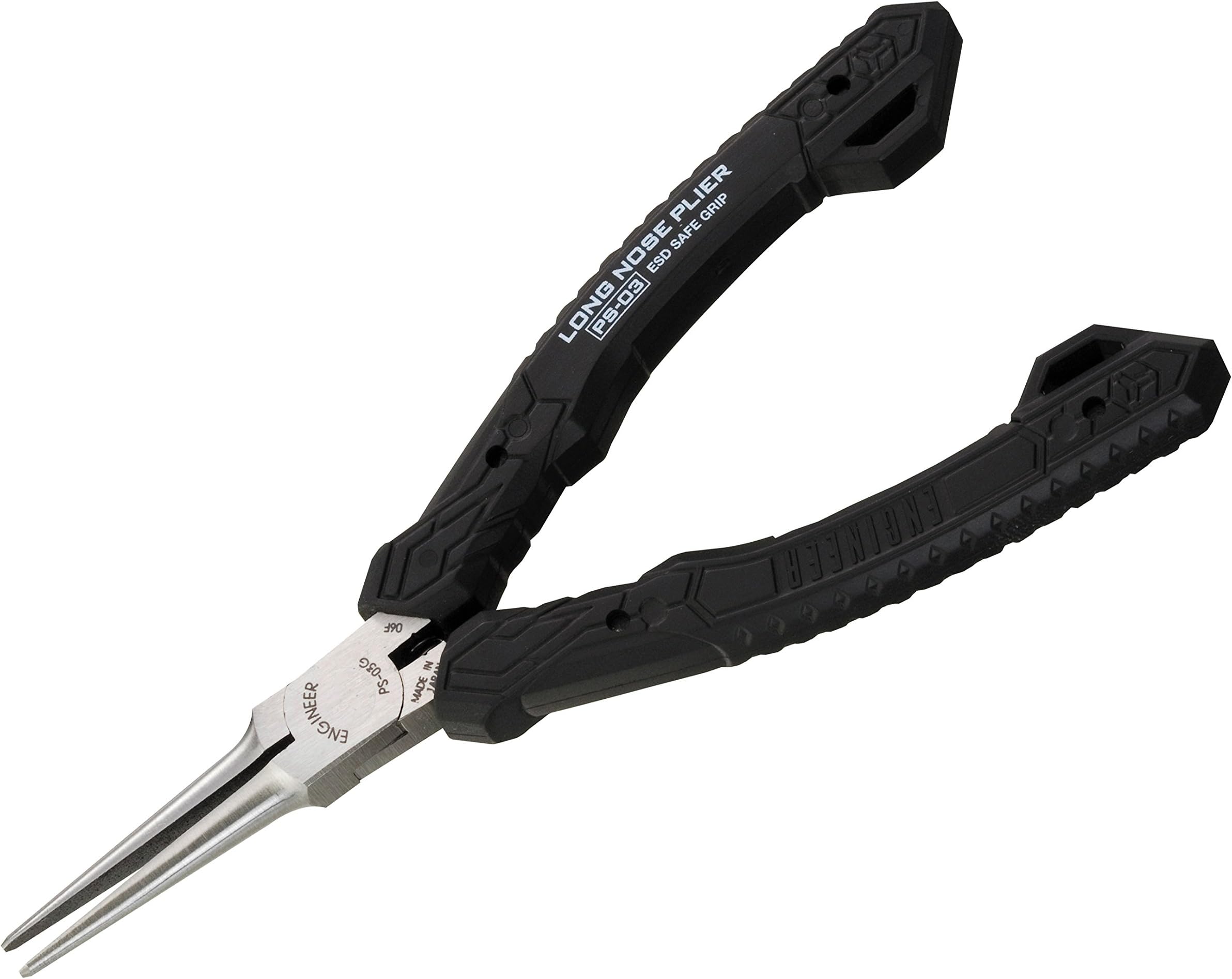 Compact Precision Compact Long Nose Pliers (Needle tip),Professional Grade, ESD Safe with Carbon Steel Jaws. Made in Japan. ENGINEER ps-03