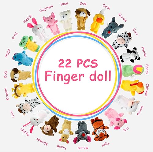 Miniatura 24 de Sealive Marionetas de dedo para niños pequeños de 1 a 3 años, marionetas de dedo para bebés y niños pequeños, juguetes de animales de felpa suave