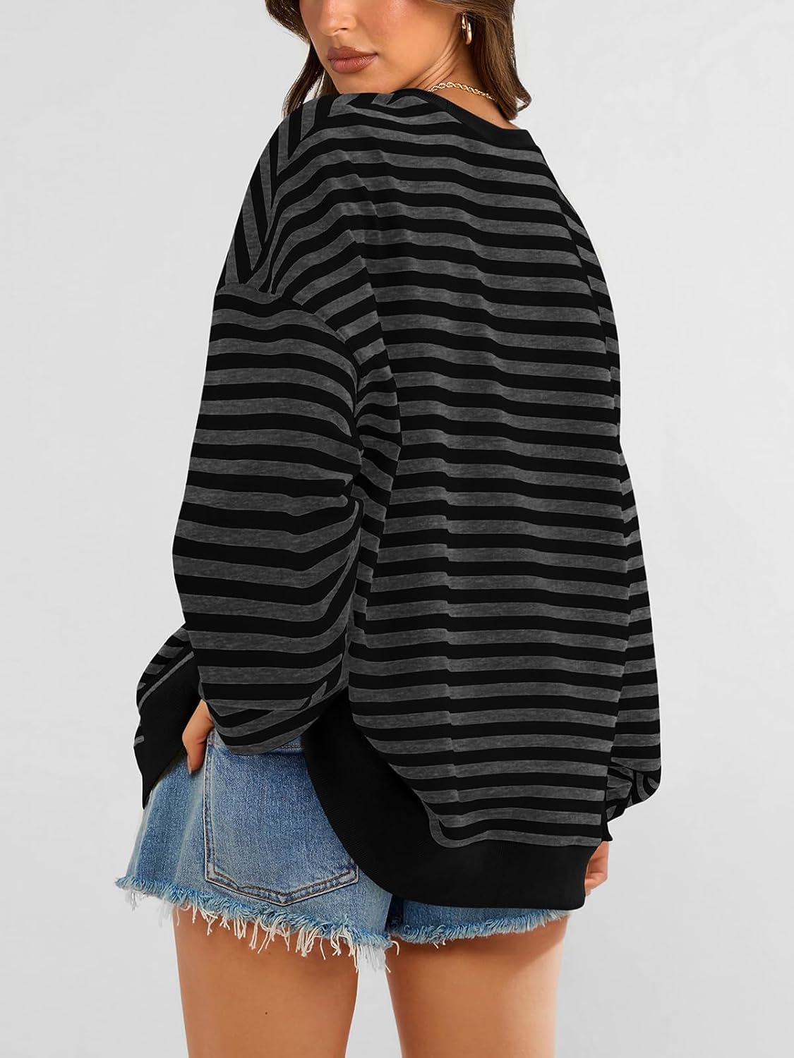 PRETTYGARDEN Womens Striped Oversized Sweatshirt Color Block Crew Neck Long Sleeve Casual Loose Pullover Top Y2K Clothes - Image 5