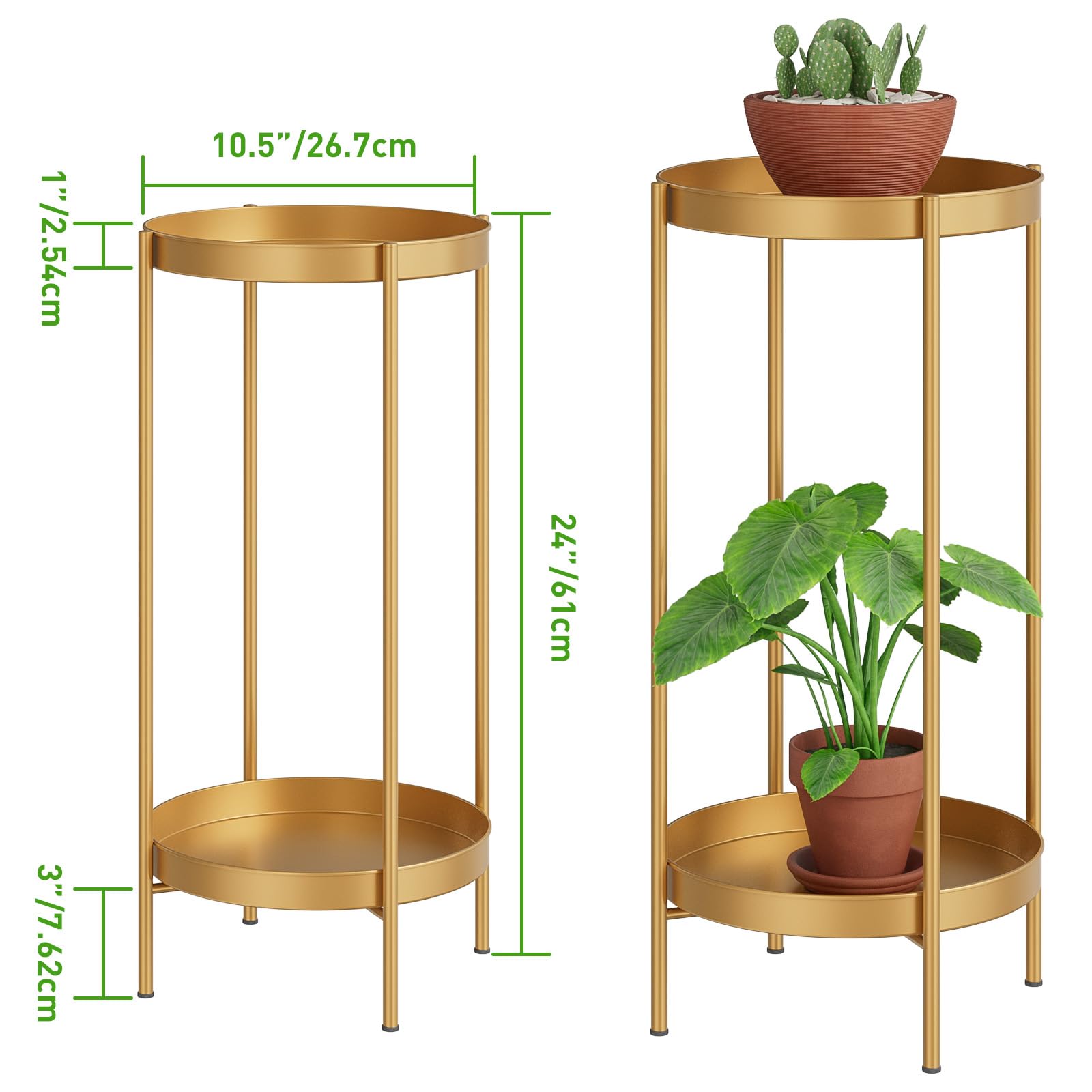 Support Pour Plantes Intérieur Extérieur – 2 Niveaux Porte-pot En Métal, Table Pour Plantes Haute, Organisateur Piédestal Pour Vases étagère D'exposition Antirouille Pour Maison, Jardin, Patio