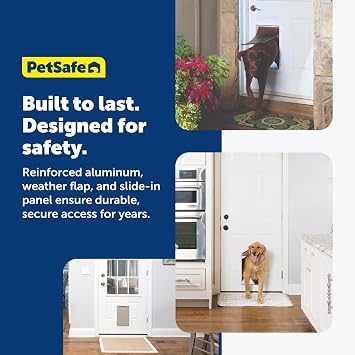 PetSafe Freedom Aluminum Dog & Cat Door, Pets up to 100 lbs, Large, White | Solid Aluminum Frame with Reinforced Corners, Flap Opening 10.25 W x 16.25 H, Fits Doors 3/8-2 in Thick