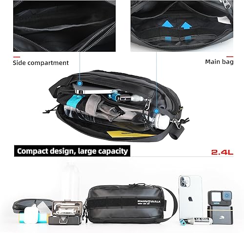 Miniatura 3 de Rhinowalk Bolsa para manillar de bicicleta, bolsa frontal de bicicleta, bolsa de almacenamiento con marco de almacenamiento, bolsa de hombro para