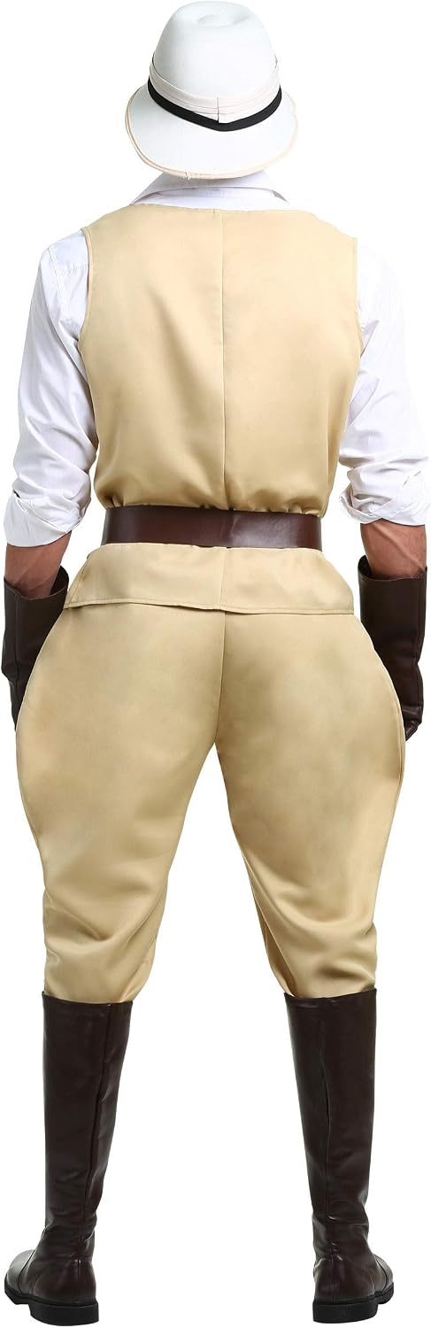 Fun Costumes Men's Safari Hunter Expedition Costume Includes Vest, Jodhpur Pants, Pith Helmet, Gloves, Belt, Goggles Small