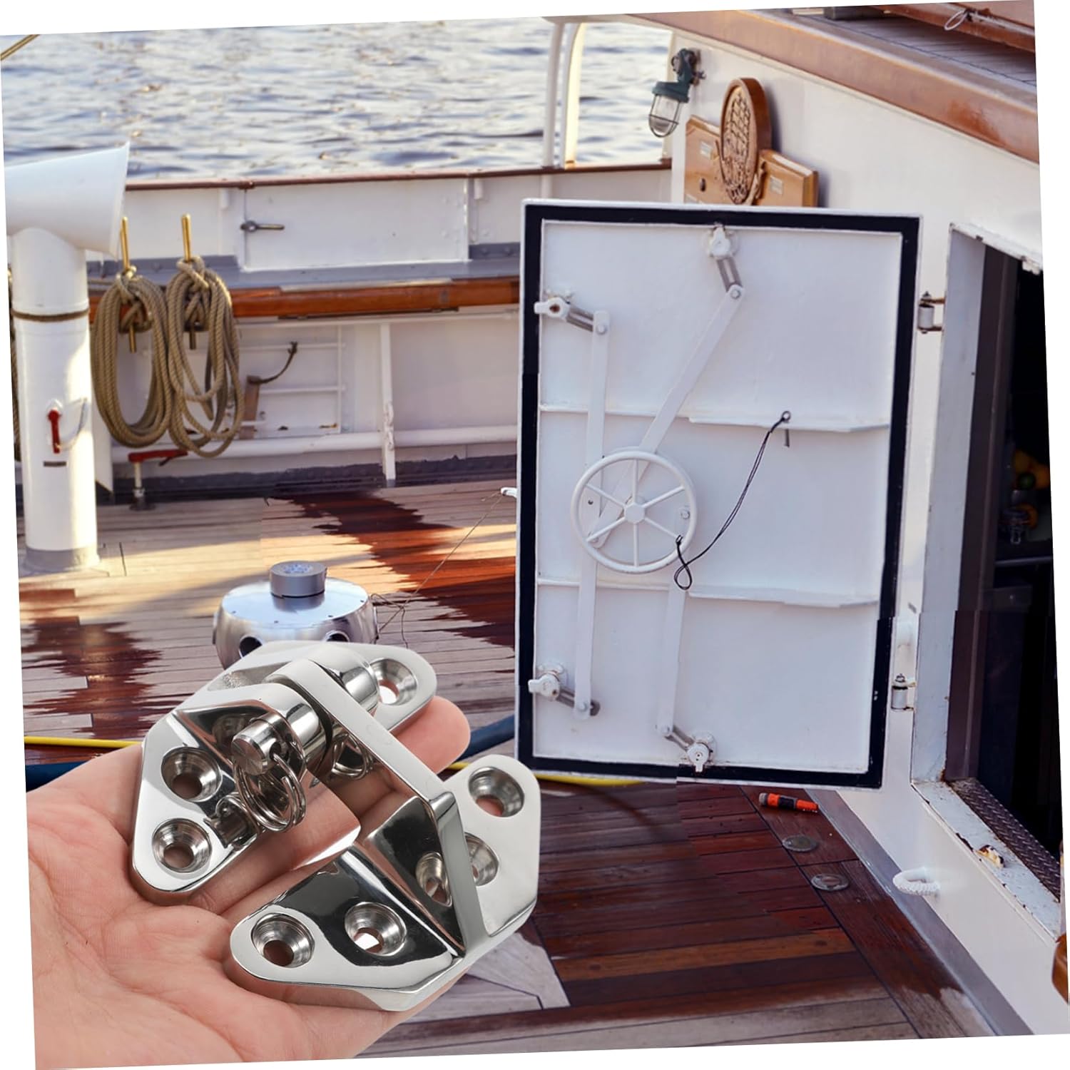 Veemoon 2pcs Heavy Duty Hinge Stainless Steel Boat Hatch Hinges for Deck Cabinet Installation and Easy to Install for Yacht and Projects