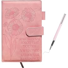 Sunflower Pink Leather Journal - Modern Writing Notebook with Closure and Pen Holder Secret Diary 200 Pages A5 Notebook Gift for Employee School Office Back to School Party Graduation Birthday Gift