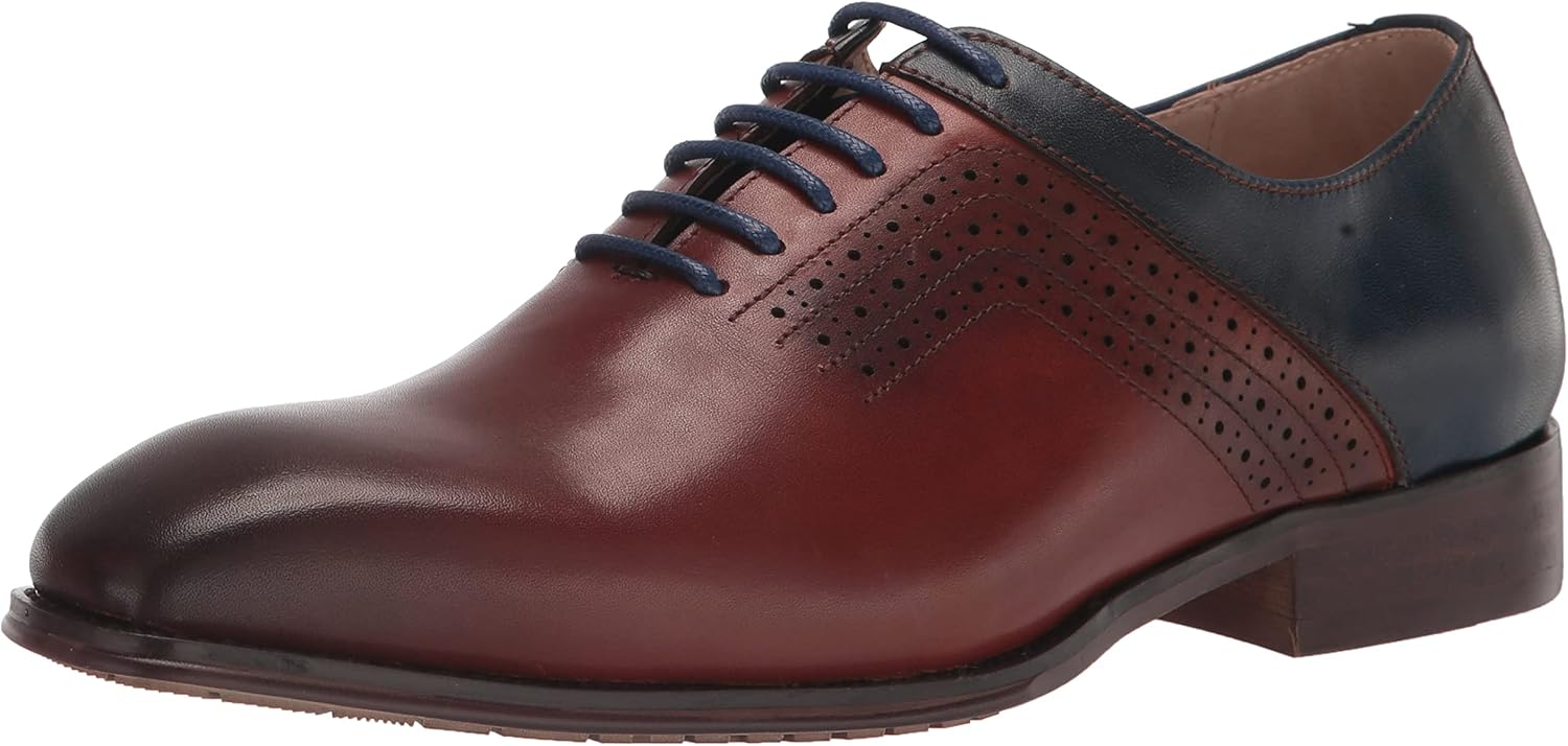 Stacy Adams Men's Halloway Lace Up Oxford, Cognac Multi, 8
