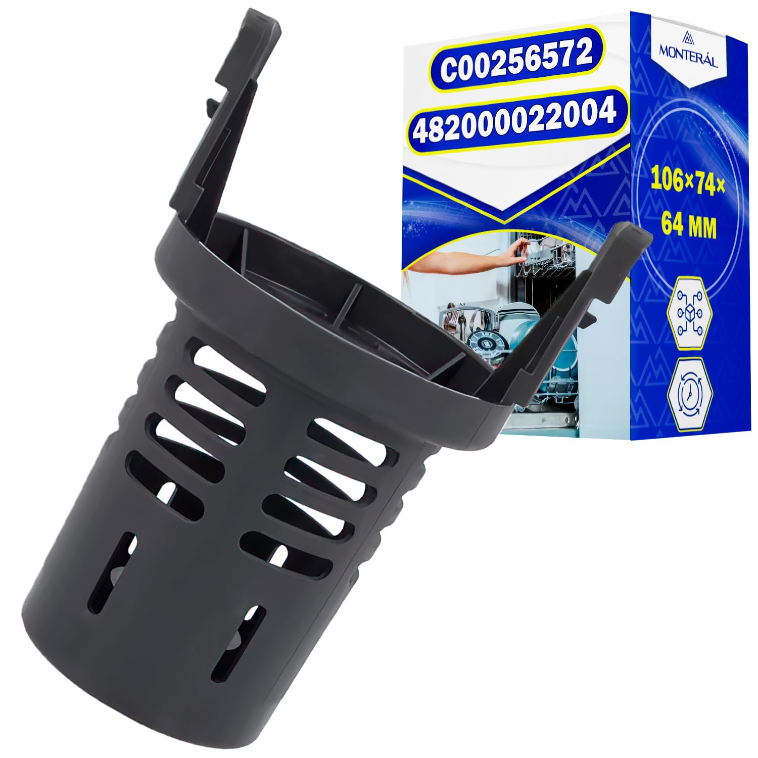 Filter Zentraler für Spülmaschine 106x74x64 mm Hat den Originalcode C00256572 für Indesit 482000022004 für Whirlpool - MONTERAL