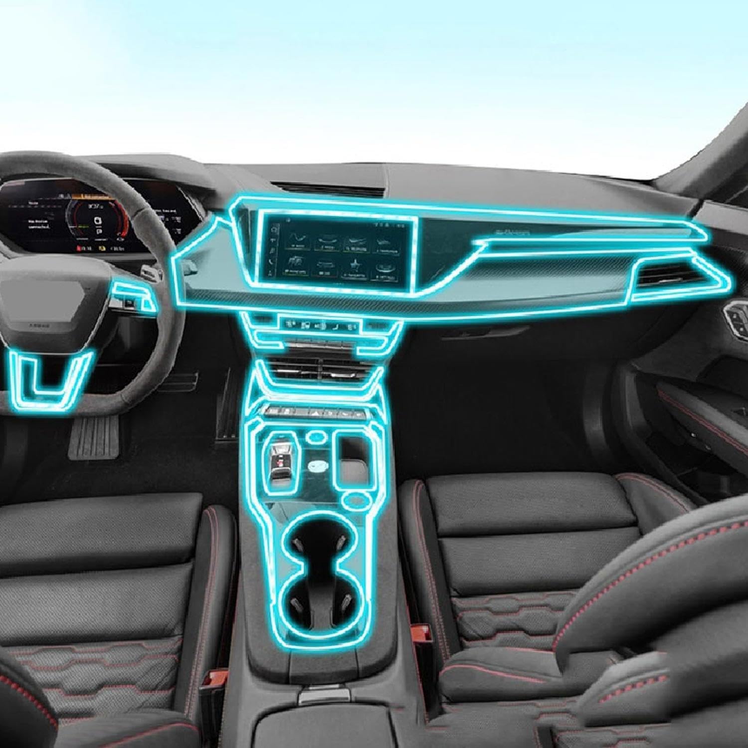Film TPU Audi RS e-tron GT évite rayures console centrale et protège écran LCD PPF 2021-2023