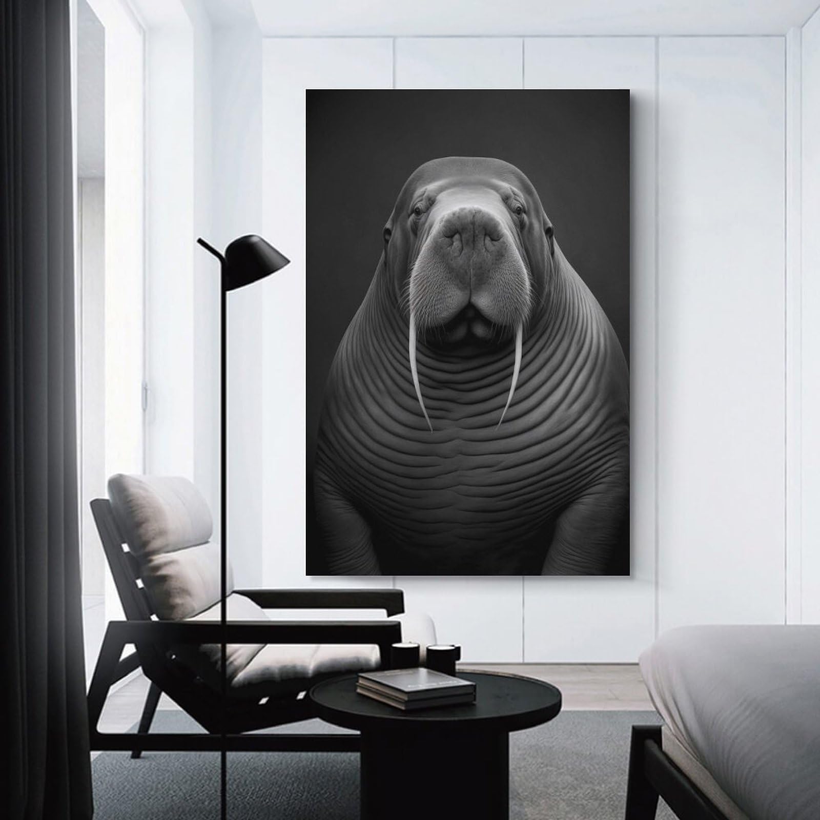 Junmoney Portrait of A Walrus Canvas Wall Picture, 08x12inch(20x30cm), for Picture Wall Styling in Lounge Or Bedroom, An Easy Match for Collected Prints
