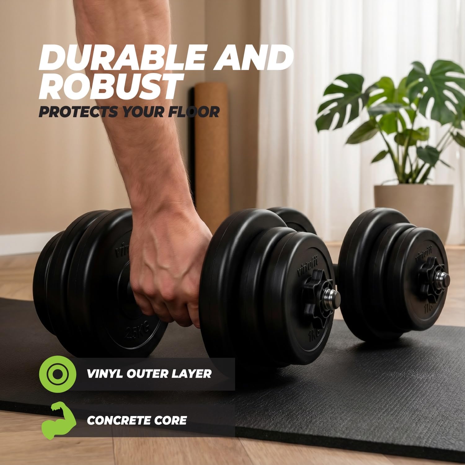 Virtufit Manubri regolabili in vinile – Pesi fitness – 15 kg