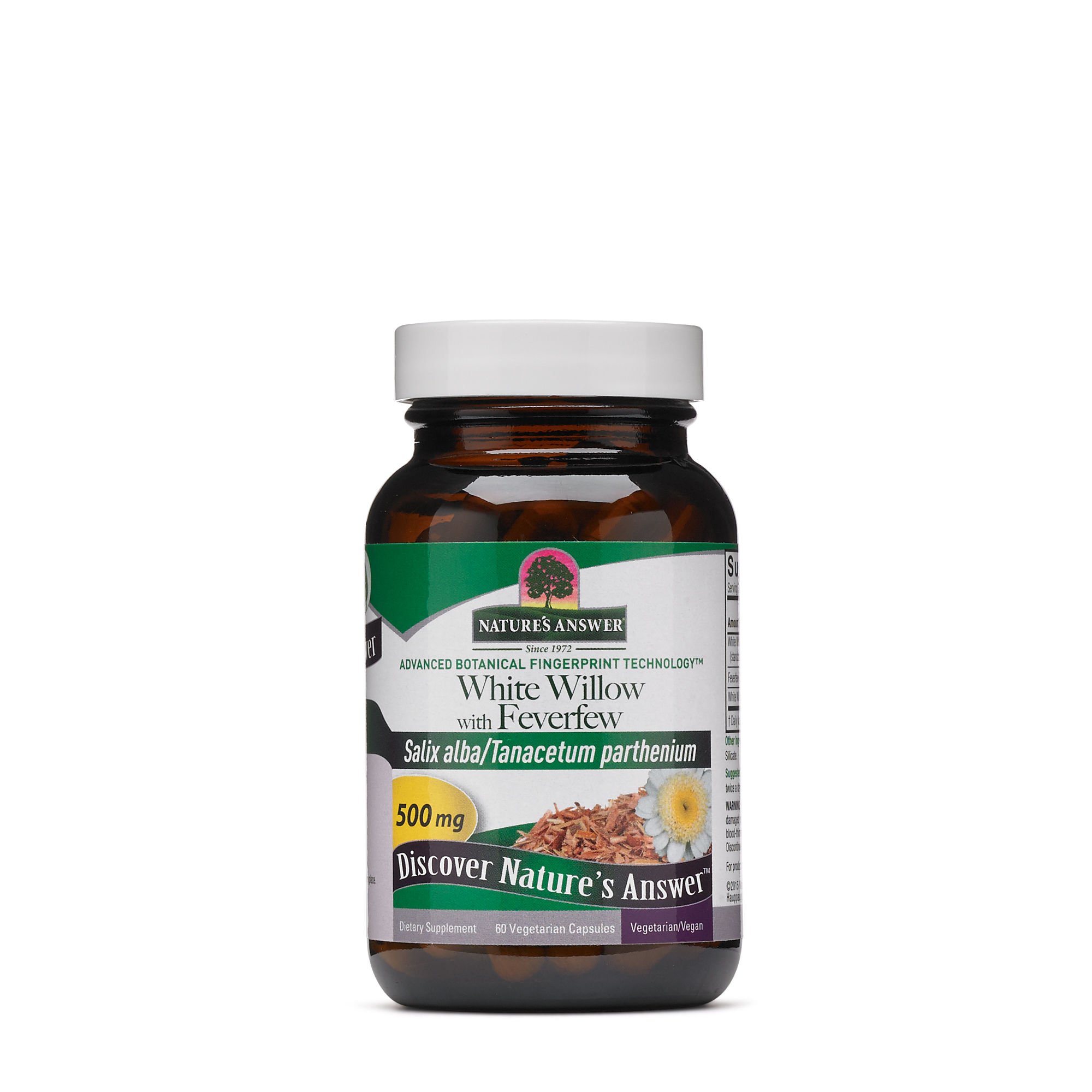 Nature's Answer White Willow with Feverfew Vegetarian Capsules, 60-Count