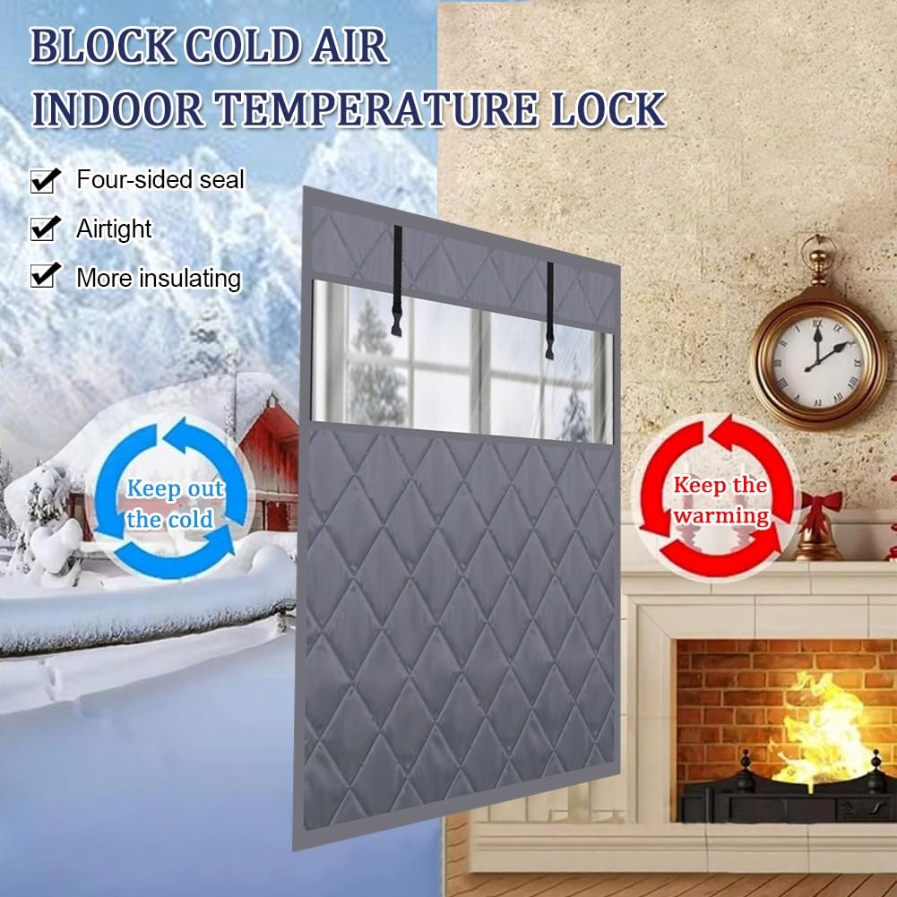 Copertura termica per finestra per l'inverno, tenda antivento per riduzione del rumore, mantiene caldo il paraspifferi con chiusura