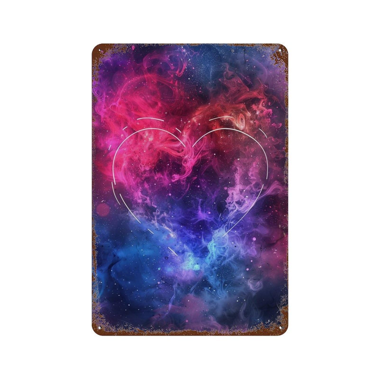 Cosmic Heart Wallpaper Weathered Tin Sign 11.8"x7.9", Farmhouse Wall Decor for Garage, Pub Or Kitchen
