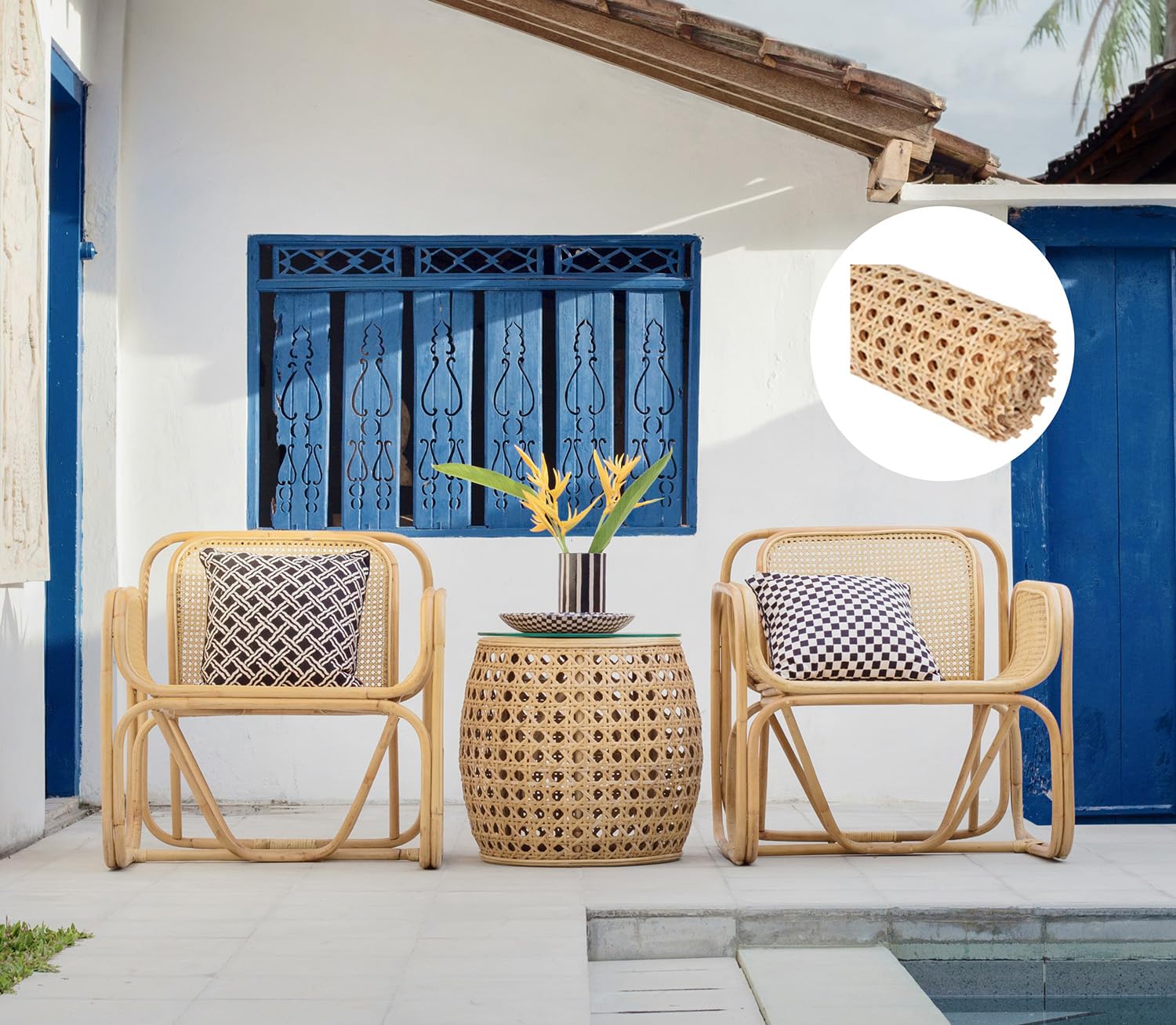 Cane Webbing - Rotolo di Rattan Aperto Intrecciato, per progetti di caning, Decorazione per la casa, 40 x 100 cm