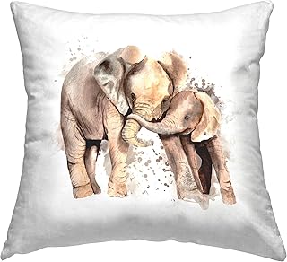 Stupell Industries Happy Modern Splash Design by Elephant Stock Throw Pillow, 18 x 18, Brown