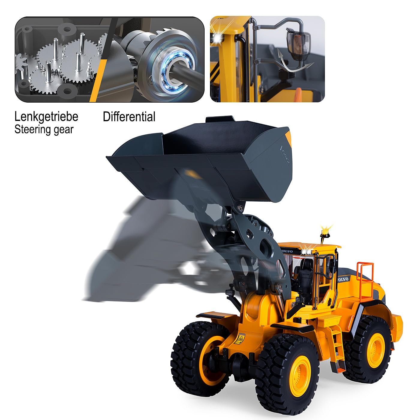 JAMARA 406302 Ładowarka kołowa Volvo L260H Metal 1:14 2,4 GHz – pojazd na plac budowy od 14 lat, zdalnie sterowany, zdalnie sterowany, zdalnie sterowany, zdalnie sterowany, zdalnie sterowany, zdalnie