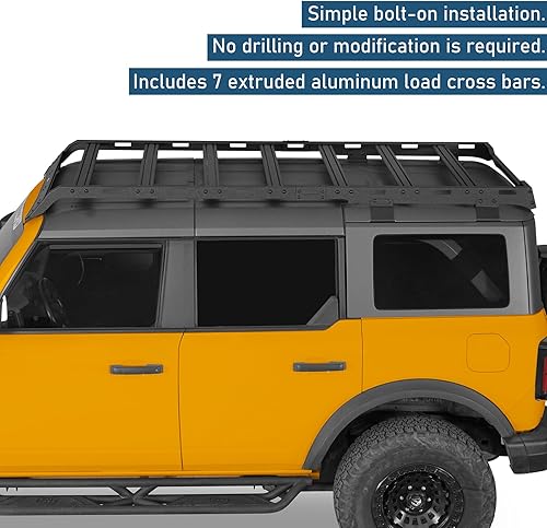 Vista 21 de u-Box Bronco - Cesta de carga de aluminio compatible con Ford Bronco 2021 2022 2023 2024 2025 4 puertas Hardtop