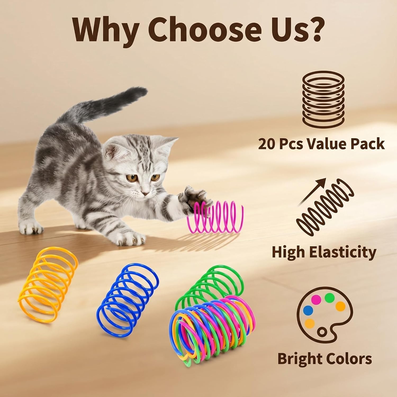 Pack of 20 Cat Toys, Plastic Spiral Feathers as Interactive Cat Toy, Fun Spring Spiral for Playful House Cats (4 Colours, 20 Pieces) image 4