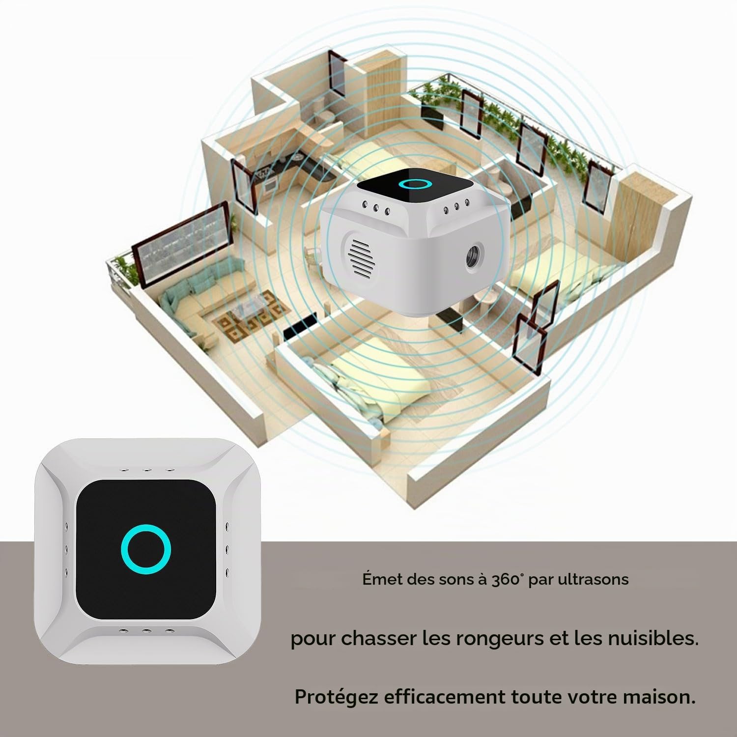 Ultrason Souris et Rats, Répulsif Souris 3 Modes, Anti Souris avec Lumière LED, Ultrason Rongeur pour Maison, Appartement, Cave, Restaurant, Grenier, Garage