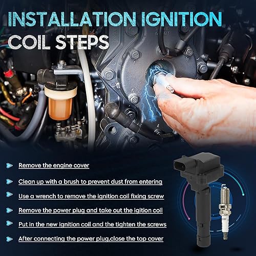 Miniatura 7 de Paquete de 4 bobinas de encendido con 4 bujías de iridio compatibles con Mercedes-Benz C230 2003 2004 1.8L, repuesto para UF555 ‎C1690 48738 GN10451
