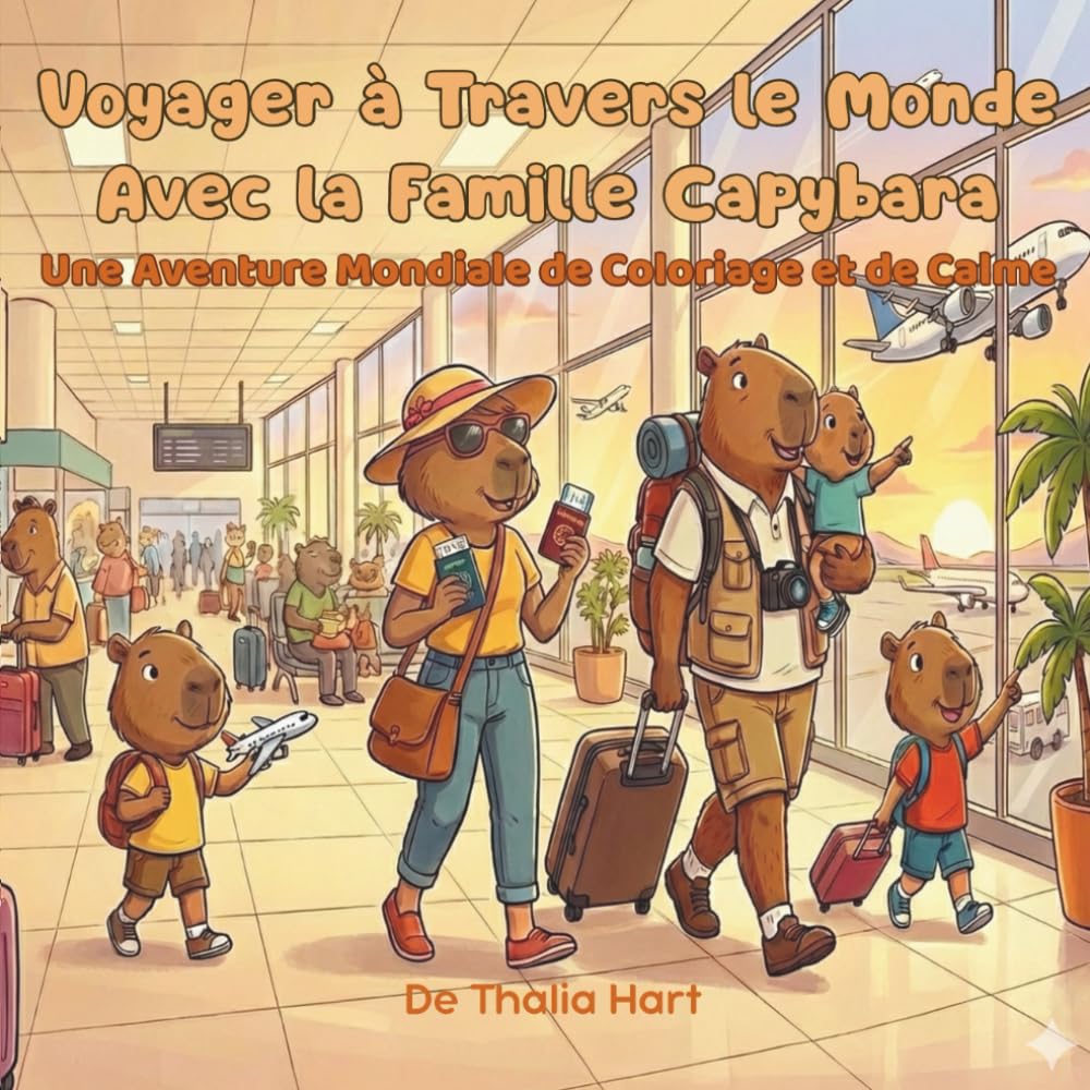 Voyager à Travers le Monde Avec la Famille Capybara: Une Aventure Mondiale de Coloriage et de Calme
