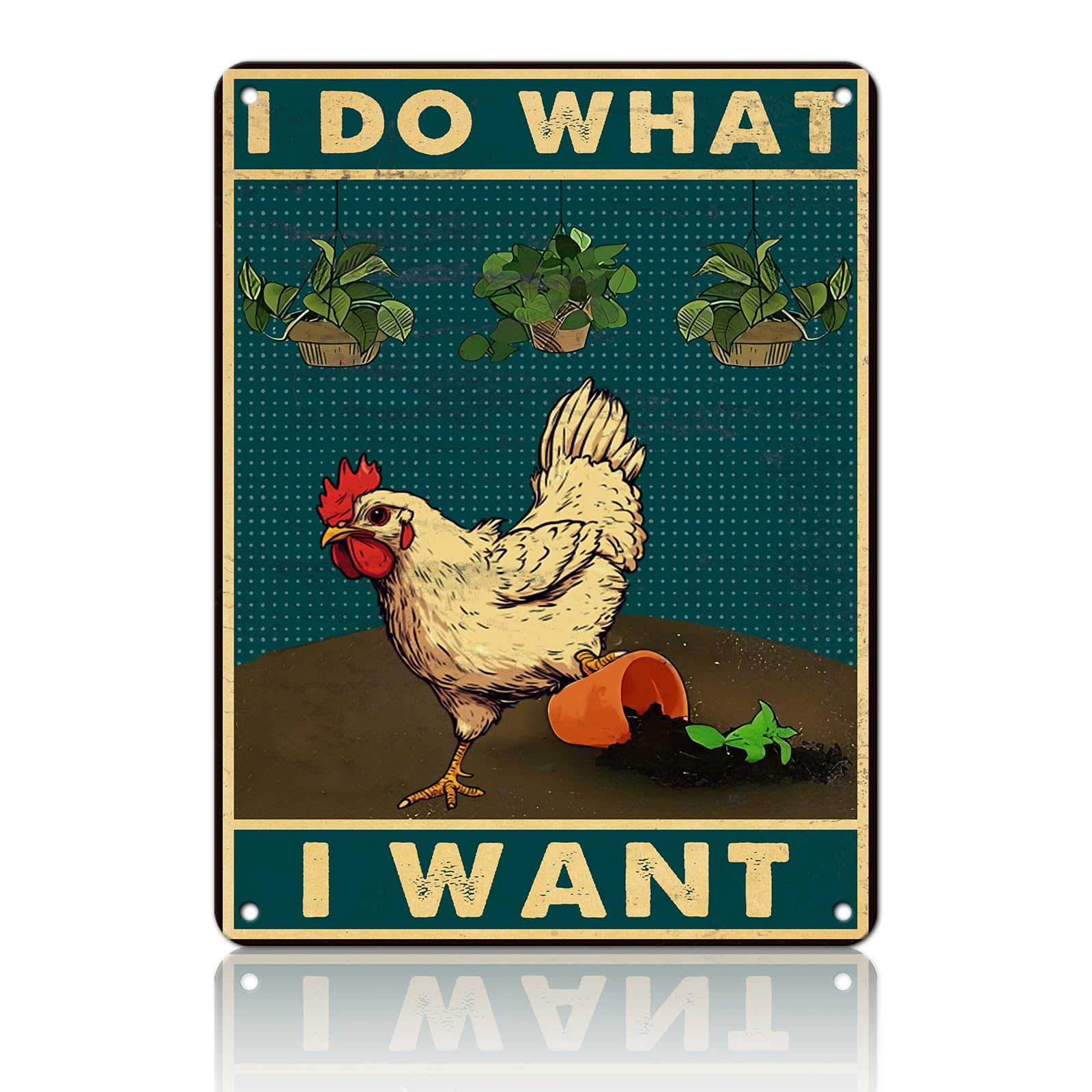 Anceky Vintage Metal Sign I Do What I Want Chicken Tin Sign Funny Wall Decor for Garden Yard Home Farmhouse Kitchen 12×16 Inch
